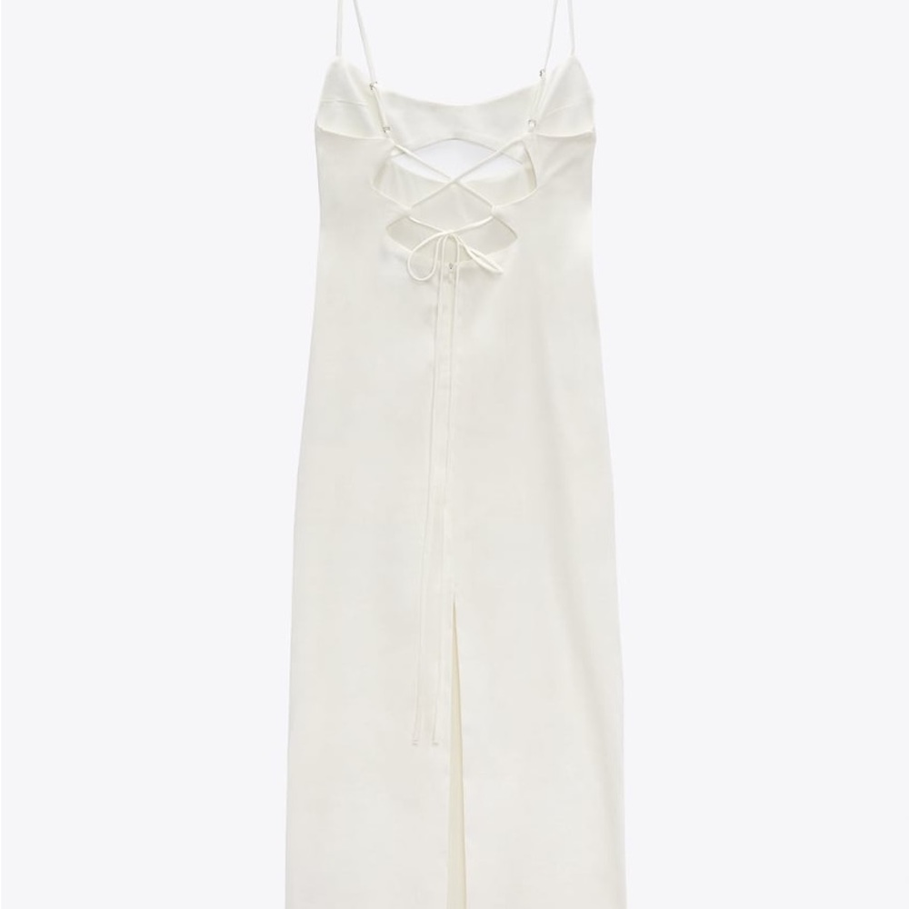 Linen blend cutout dress sage green ZARA - Picture 8 of 9